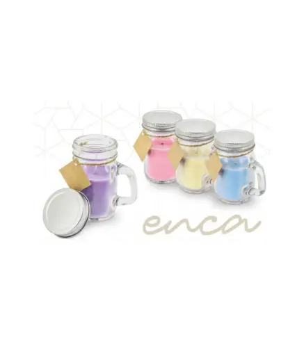 LOTE 25 VELAS JARRITA CON TAPA DE METAL AMARILLO