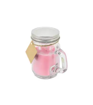 LOTE 25 VELAS JARRITA CON TAPA DE METAL ROSA