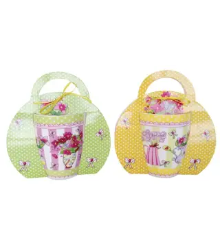 CAJA 144 TAZA FLORES PRESENTADA EN ESTUCHE MACETA