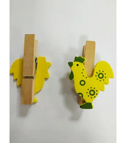 LOTE DE 7 PINZAS DE MADERA GALLO