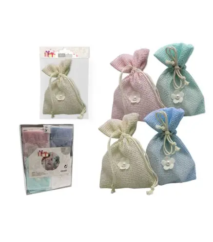 CAJA 144 BOLSITAS SACO COLORES FLOR Y PERLA