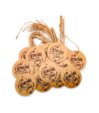 LOTE 20 TARJETAS REDONDAS KRAFT FRASES 5X5 CM