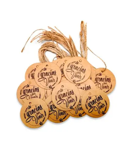 LOTE 20 TARJETAS REDONDAS KRAFT FRASES 5X5 CM