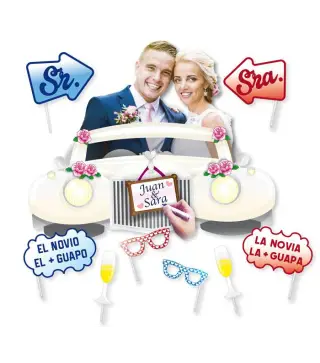 PHOTOCALL BODA CON MARCO Y ACCESORIOS