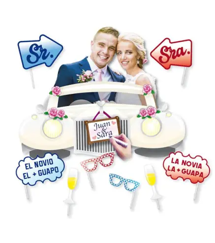 PHOTOCALL BODA CON MARCO Y ACCESORIOS