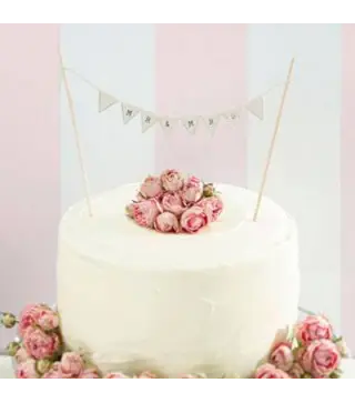 BANDERIN MARFIL PARA TARTA "MR & MRS"