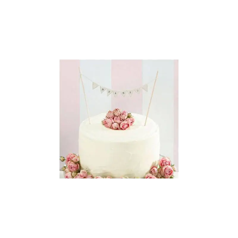 BANDERIN MARFIL PARA TARTA "MR & MRS"