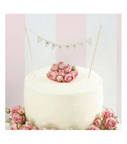 BANDERIN MARFIL PARA TARTA "MR & MRS"