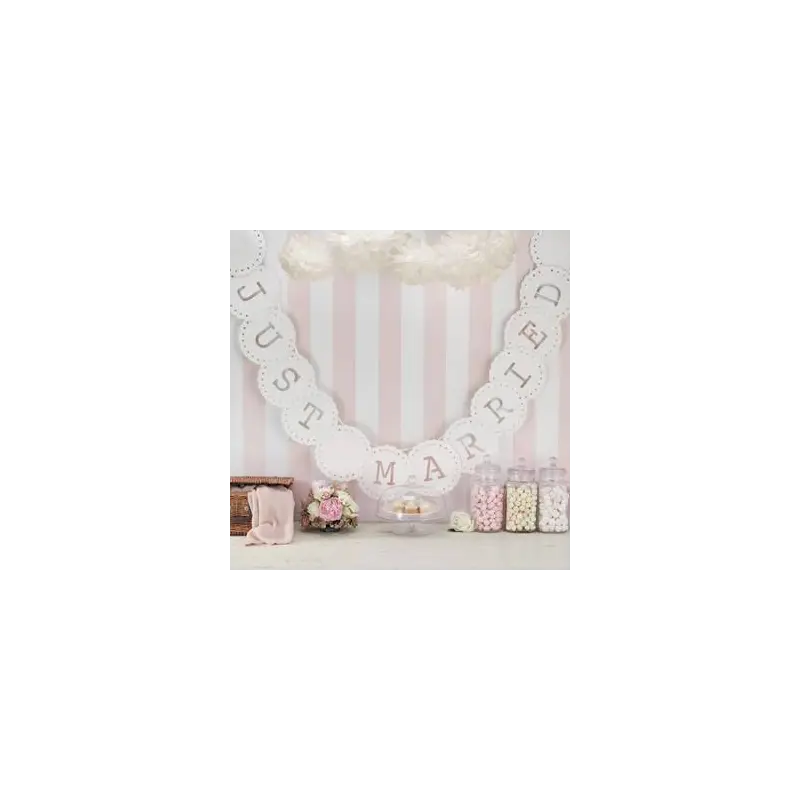 BANDERAS "JUST MARRIED" MARFIL CIRCULAR