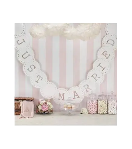 BANDERAS "JUST MARRIED" MARFIL CIRCULAR