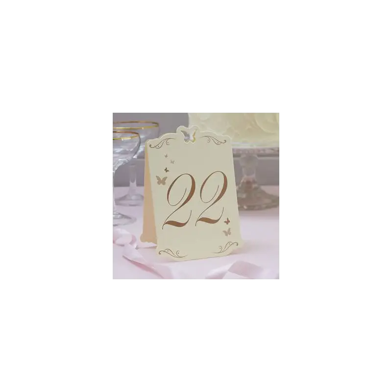 NÚMEROS DE MESA MARIPOSAS MARFIL