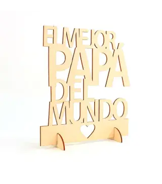 CARTEL MADERA "EL MEJOR PAPÁ DEL MUNDO"