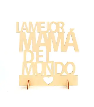 CARTEL MADERA "LA MEJOR MAMÁ DEL MUNDO"