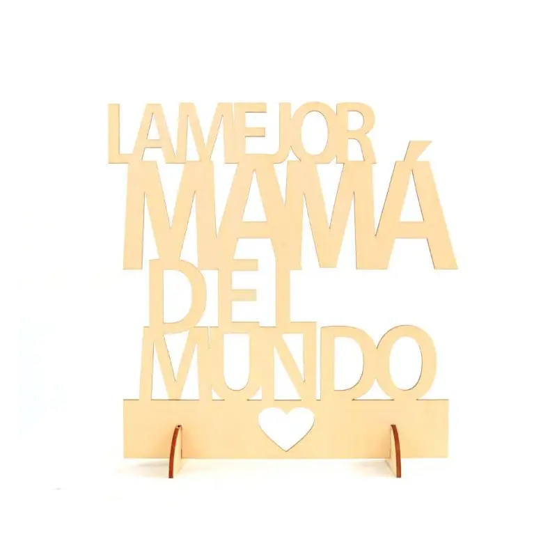CARTEL MADERA "LA MEJOR MAMÁ DEL MUNDO"