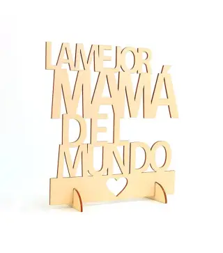 CARTEL MADERA "LA MEJOR MAMÁ DEL MUNDO"