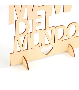 CARTEL MADERA "LA MEJOR MAMÁ DEL MUNDO"