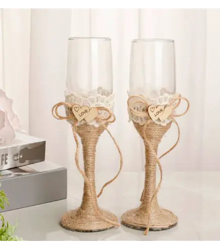 SET 2 COPAS CRISTAL BODA KRAFT