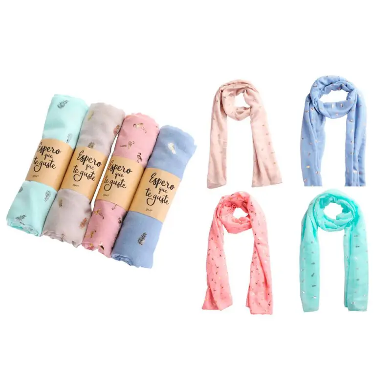 PAÑUELO PIÑAS Y FLAMENCOS CON PRESENTACIÓN KRAFT