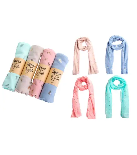 PAÑUELO PIÑAS Y FLAMENCOS CON PRESENTACIÓN KRAFT