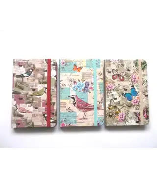 LIBRETA TAPA DURA CON CIERRE "MARIPOSAS"