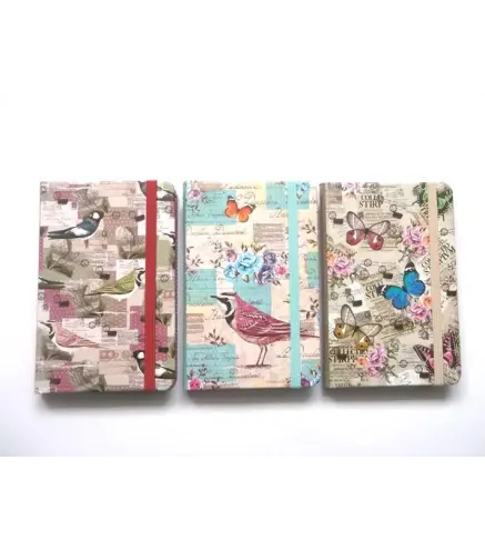 LIBRETA TAPA DURA CON CIERRE "MARIPOSAS"