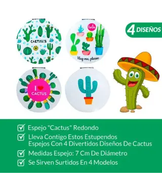 OFERTA! LOTE DE 500 ESPEJO "CACTUS" REDONDO