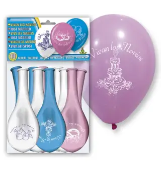 SET 10 GLOBOS "VIVAN LOS NOVIOS"