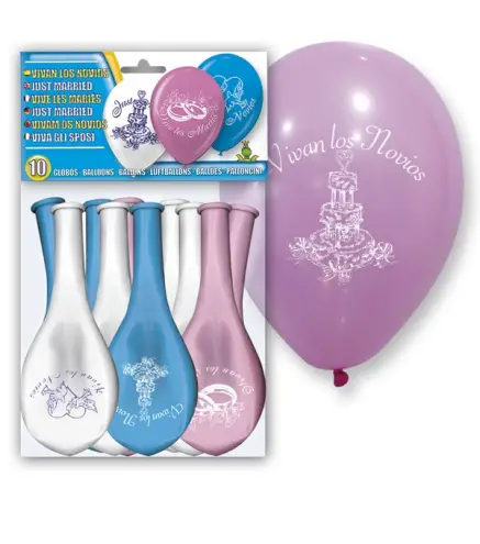SET 10 GLOBOS "VIVAN LOS NOVIOS"