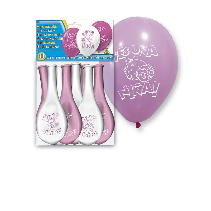 SET 10 GLOBOS "ES UNA NIÑA" SET 10 GLOBOS "ES UNA NIÑA"