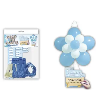 DECO KIT FLOR + CARTEL "COMUNIÓN" AZUL