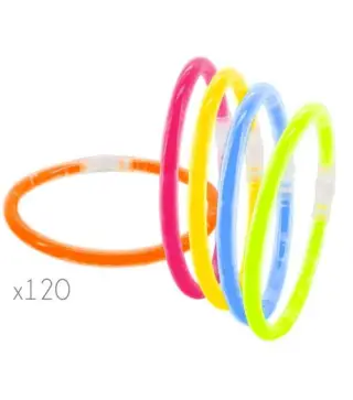 PACK 120 PULSERAS LUMINOSAS FLUORESCENTE LED NEON