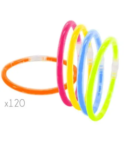 PACK 120 PULSERAS LUMINOSAS FLUORESCENTE LED NEON