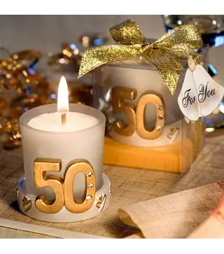VELA BODA 50 ANIVERSARIO EN CAJA REGALO