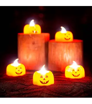 EXPOSITOR 12 VELAS CON LUZ HALLOWEEN CALABAZA