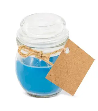 VELA AROMÁTICA EN TARRO DE CRISTAL AZUL