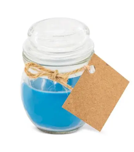 VELA AROMÁTICA EN TARRO DE CRISTAL AZUL
