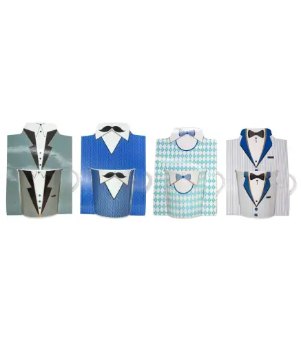 CAJA 96 TAZAS ESMOQUIN HOMBRE EN BOLSA REGALO