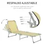 Cama de Camping Plegable con Respaldo Ajustable en 4 Niveles Carga 120 kg para Playa Jardín Piscina 187x58x28 cm Beige