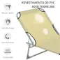 Cama de Camping Plegable con Respaldo Ajustable en 4 Niveles Carga 120 kg para Playa Jardín Piscina 187x58x28 cm Beige