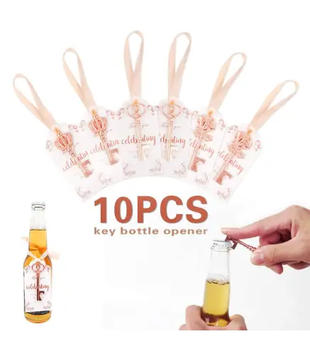 SET 10 ABREBOTELLAS VINTAGE + TARJETA CELEBRATING