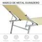 Cama de Camping Plegable con Respaldo Ajustable en 4 Niveles Carga 120 kg para Playa Jardín Piscina 187x58x28 cm Beige