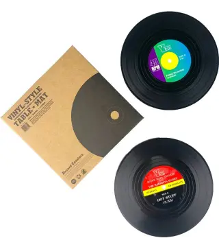 SET 2 POSAVASOS VINILO EN CAJA KRAFT