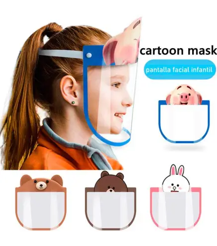 LOTE 100 PANTALLAS FACIALES INFANTIL ANIMALES
