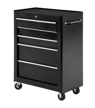 Carro de Herramientas para Taller con Ruedas 5 Cajones Armario con Cierre y Asa Lateral 61,5x33x82,5 cm Negro