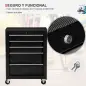 Carro de Herramientas para Taller con Ruedas 5 Cajones Armario con Cierre y Asa Lateral 61,5x33x82,5 cm Negro