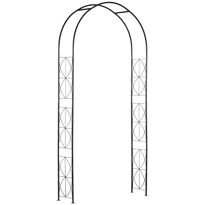 Arco de Jardín de Metal para Rosas y Plantas Trepadoras Arco de Soporte para Plantas y Decoraciones 114x30x230 cm Negro