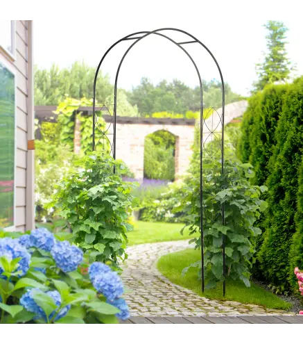 Arco de Jardín de Metal para Rosas y Plantas Trepadoras Arco de Soporte para Plantas y Decoraciones 114x30x230 cm Negro