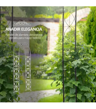 Arco de Jardín de Metal para Rosas y Plantas Trepadoras Arco de Soporte para Plantas y Decoraciones 114x30x230 cm Negro