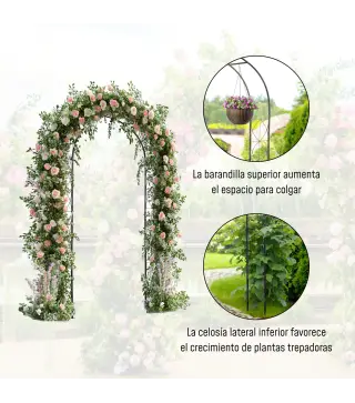 Arco de Jardín de Metal para Rosas y Plantas Trepadoras Arco de Soporte para Plantas y Decoraciones 114x30x230 cm Negro