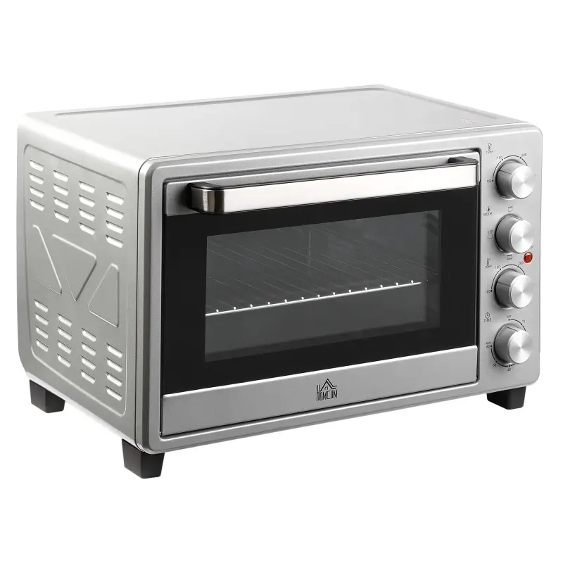 Horno Eléctrico de Sobremesa 32L 1600W con 3 Modos de Calor Temporizador y Temperatura Regulable 52,2x38,1x33,5 cm Plata